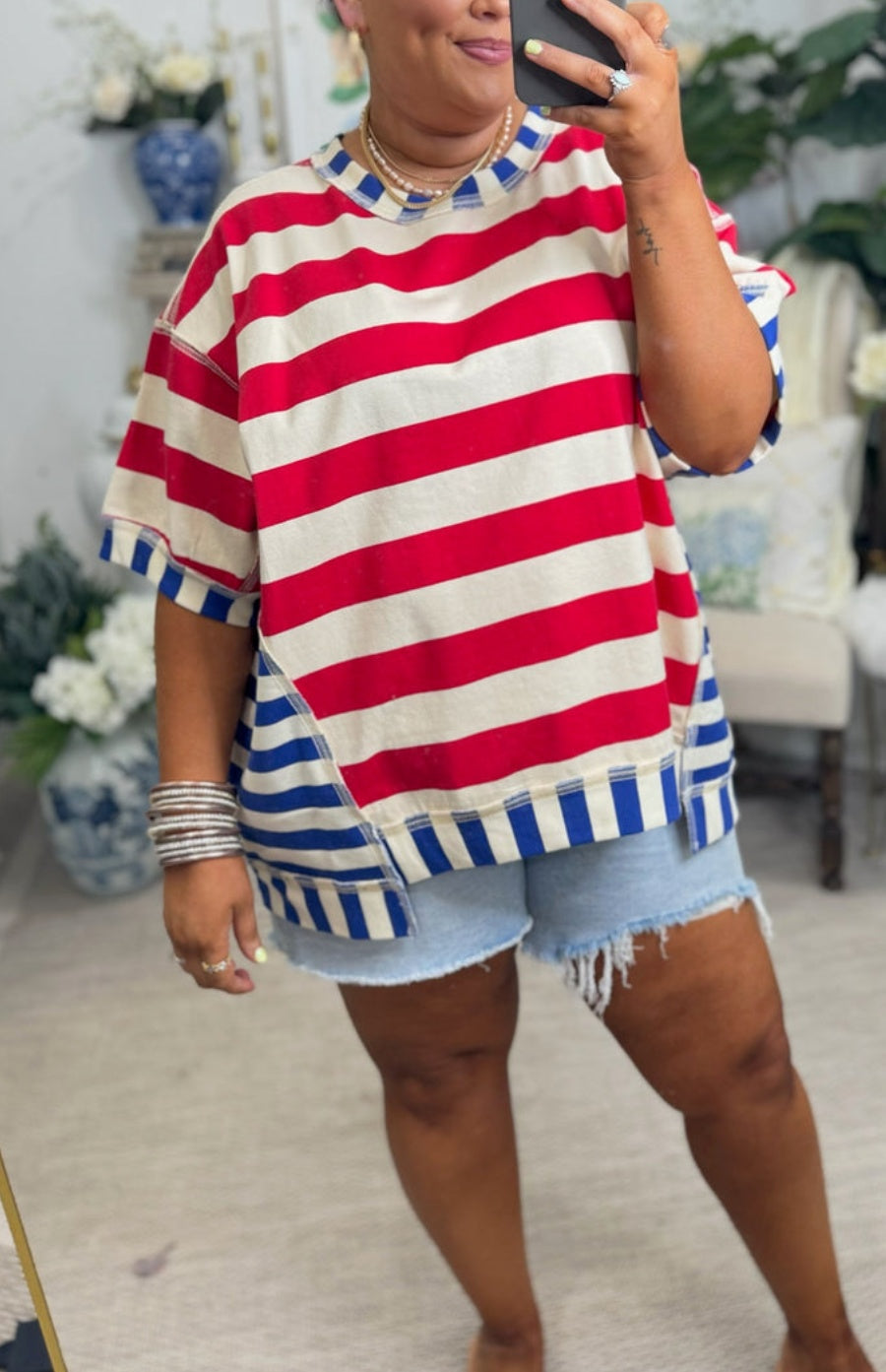Women's Mixed Stripes Oversized T-shirt