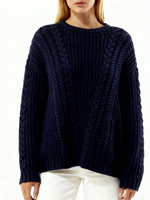 Women's Crew Neck Cable Knit Sweater