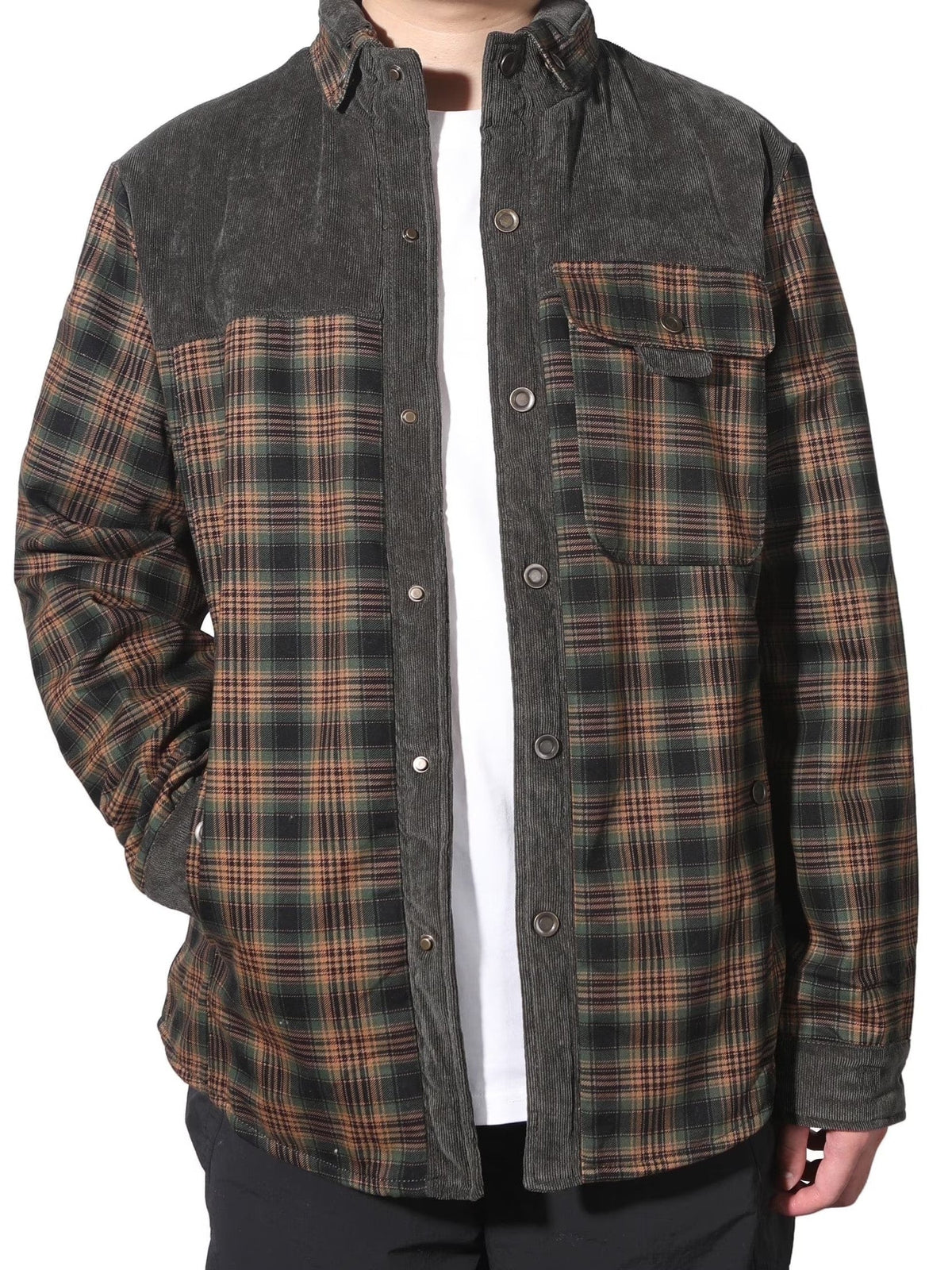 Men's Warm Plaid Fleece-Lined Outdoor Jacket