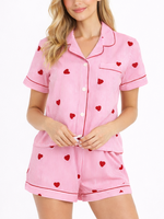 Women's Valentine Heart Striped Pajama Set
