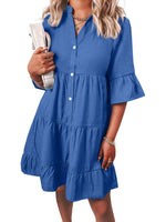 Women??s Casual V Neck Ruffle Short Sleeve Summer Dress