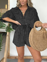 Women's Casual Washed Denim Tencel Set