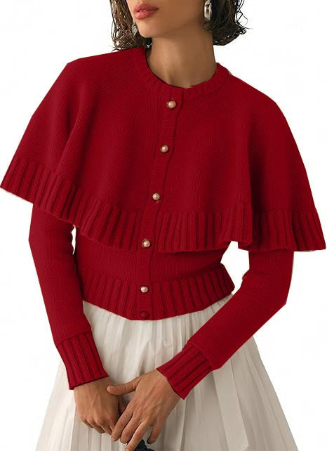Women'sLong Sleeve Fall Knit Cape Sweaters