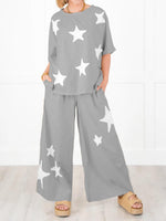 Women's Casual Star Patch Two Piece Set