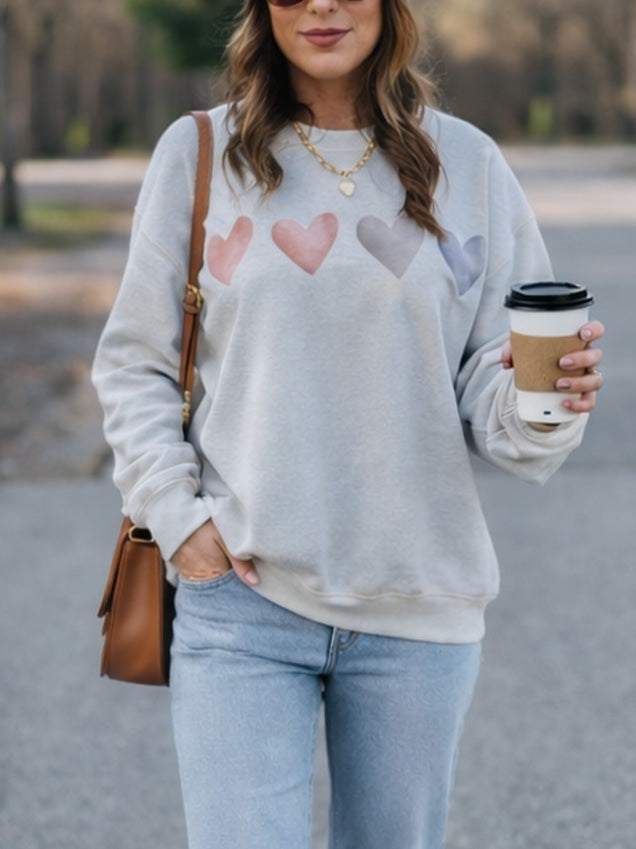 Women's Neutral Heart Print Sweatshirt