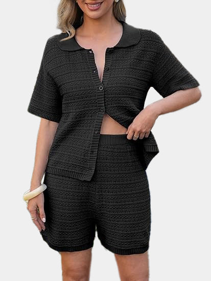 Women's Crochet Knit Tops and Shorts 2 Piece