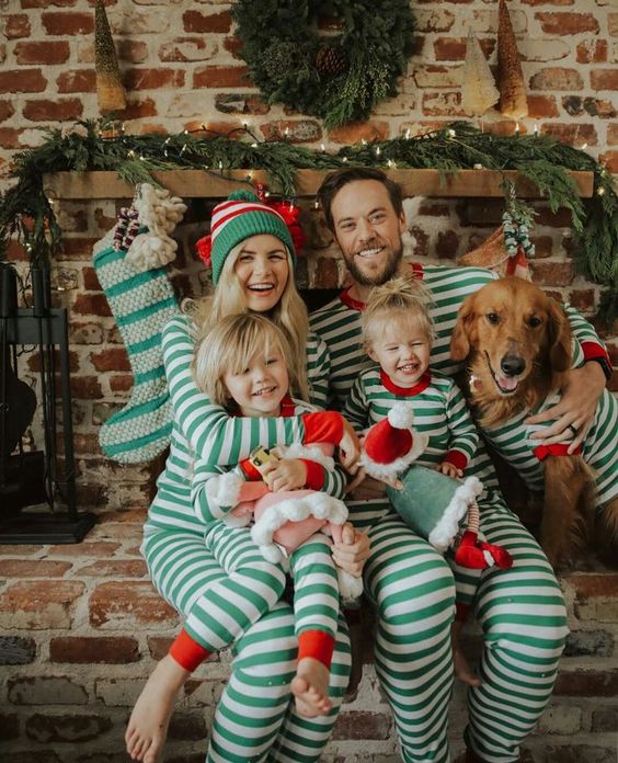 Red & Green Stripe Family Pajamas 2-piece Set