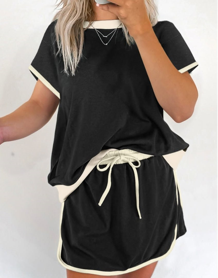 Hot Sale - Summer Colorblock T-Shirt and Skort 2Pcs Set