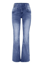 Vintage Button Mid Rise Flared Jeans