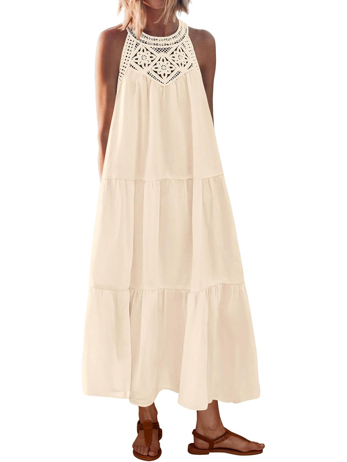 2026 Women's Boho Sleeveless Hollow Out Maxi Dress