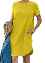 Women's Casual Short Sleeve T-shirt Dress with Pocket