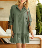Women's Fashion Loose Button Down Shirt Dress