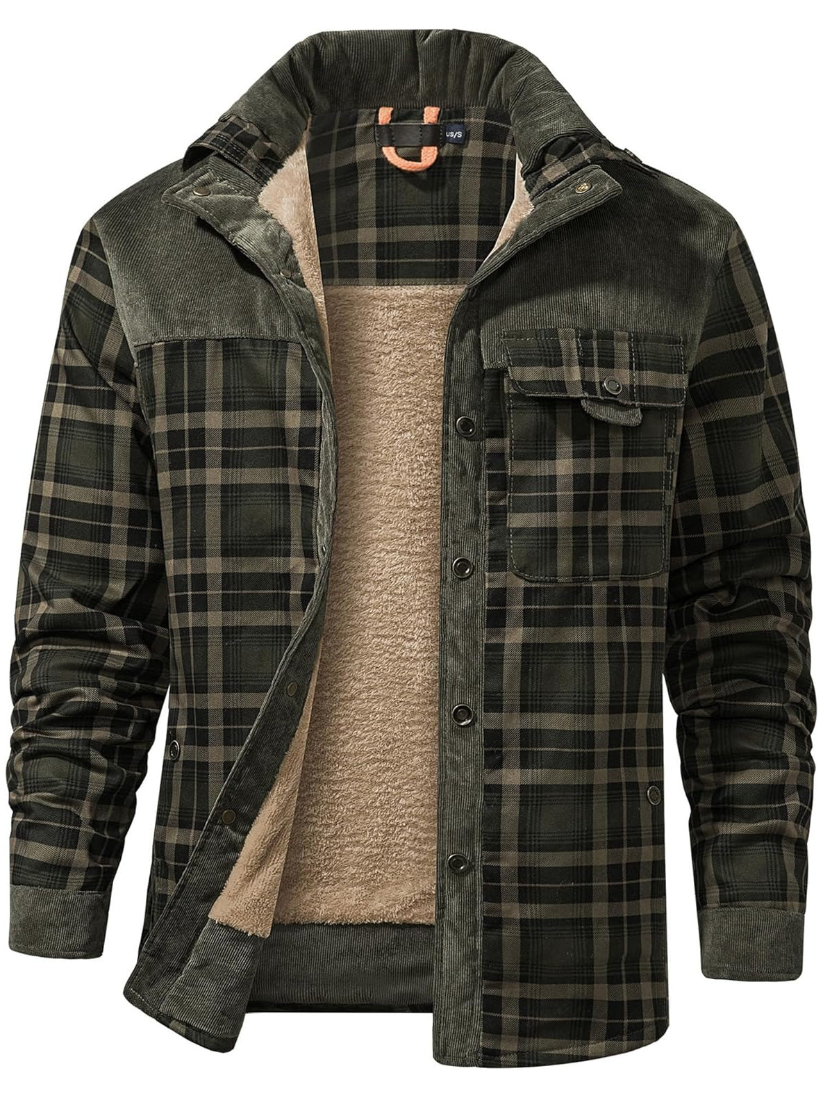 Men's Warm Plaid Fleece-Lined Outdoor Jacket