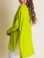 Women's Oversized Bat Sleeve Ribbed Hooded Pullover