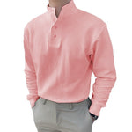Gentleman's Simple Stand-up Collar Long Sleeved Polo Shirt
