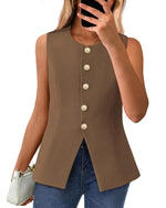 Women's Sleeveless Button-Down Blazer Vest