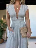 Deep V Sleeveless High Waist Jumpsuit