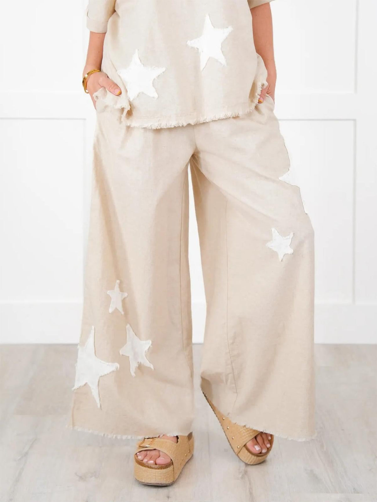 Women's Casual Star Patch Two Piece Set