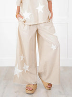 Women's Casual Star Patch Two Piece Set