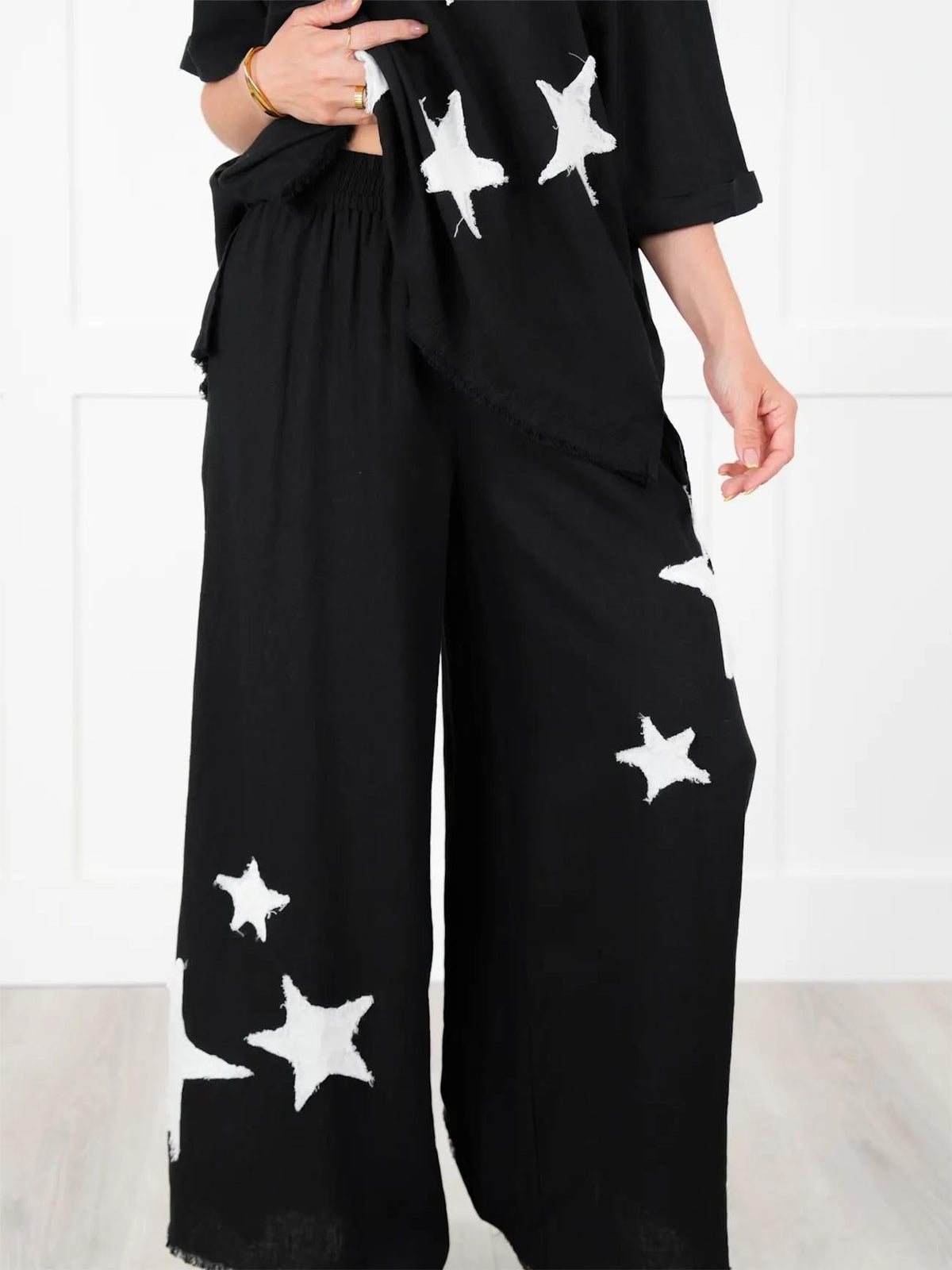 Women's Casual Star Patch Two Piece Set