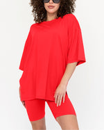 Women's Oversized Solid Biker Short Set