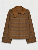 Women's High-Neck Checked Hooded Quilted Coat