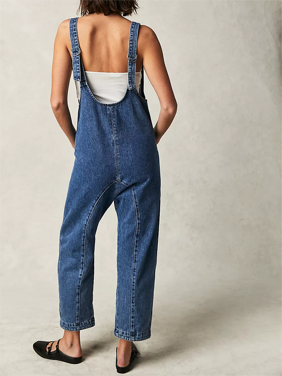 Women's Denim Sleeveless Loose Jumpsuit with Pockets