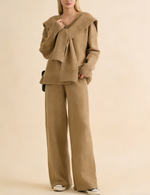 Women's Sweater with Attached Scarf Two-Piece Set