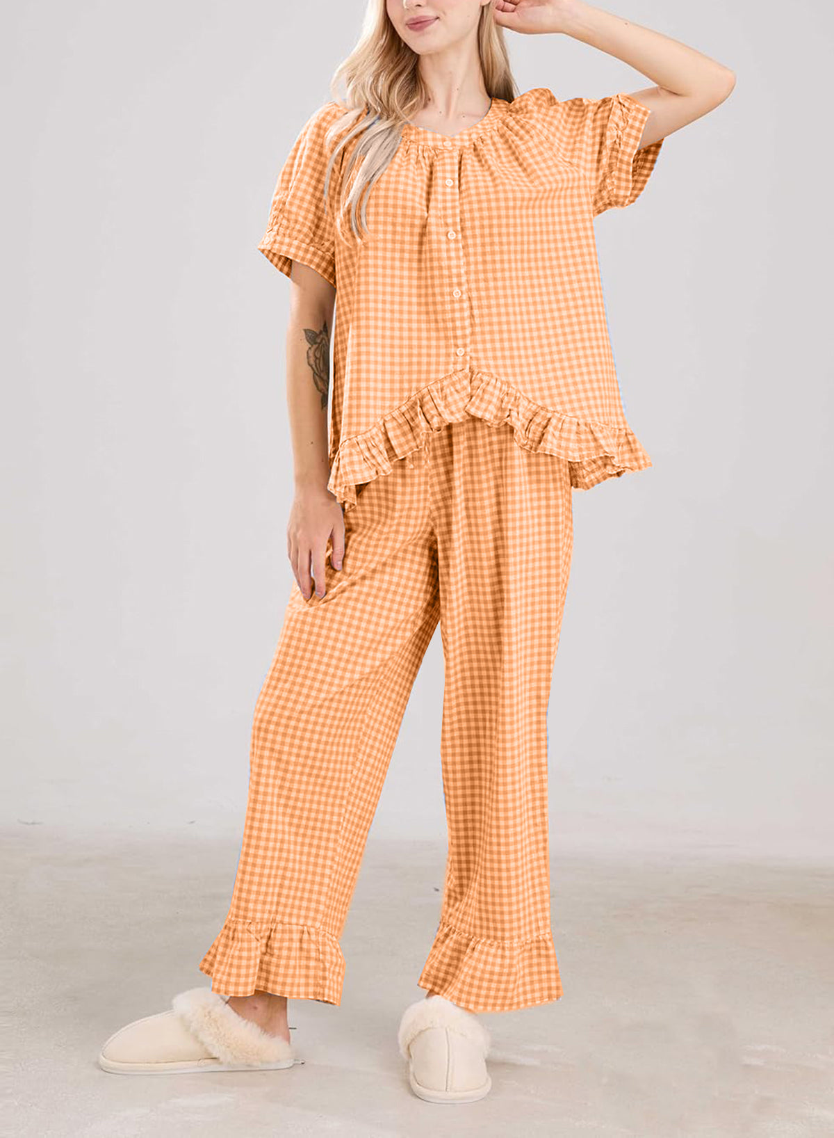 Women's2 Piece Gingham Pajama Set