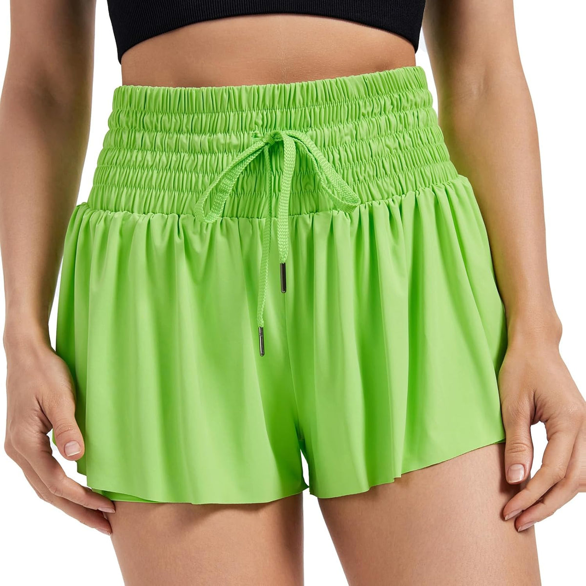 Women's High Waist Drawstring Flowy Athletic Shorts
