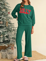 Women's Christmas Jolly Ribbed Lounge Set