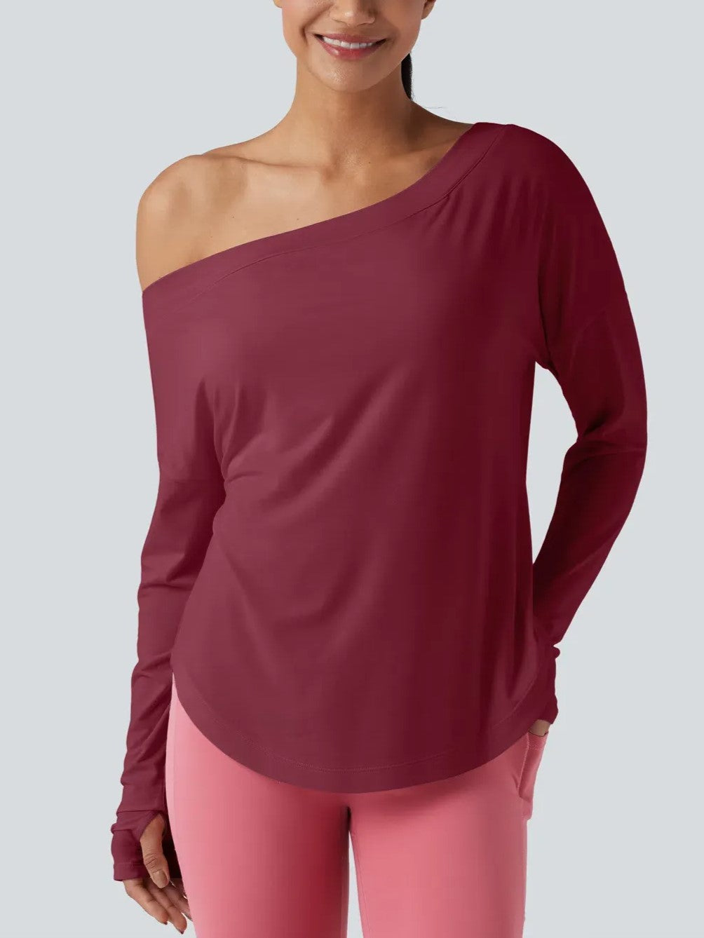 Women's Off Shoulder Tops With Thumbhole