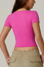 Women's V Neck Button Fit Cropped Top