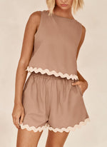 Women's Casual Vest High Waisted Shorts Set