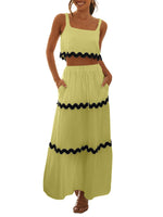 Women's Square Neck Lace Up Half Skirt Set
