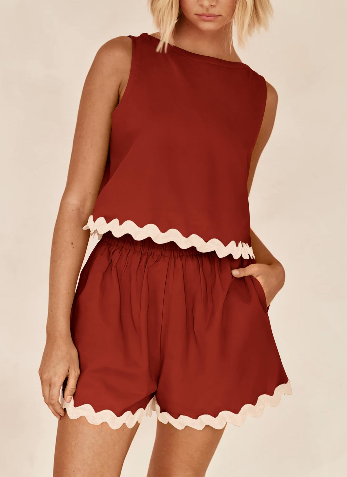 Women's Casual Vest High Waisted Shorts Set