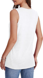 Women's Summer Loose V Neck Sleeveless Basic Tank Tops