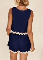 Women's Casual Vest High Waisted Shorts Set