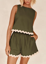 Women's Casual Vest High Waisted Shorts Set