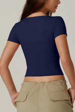 Women's V Neck Button Fit Cropped Top