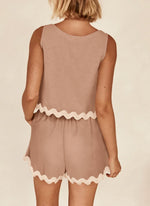 Women's Casual Vest High Waisted Shorts Set