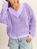 Women's Fashion Striped V-Neck Sweater