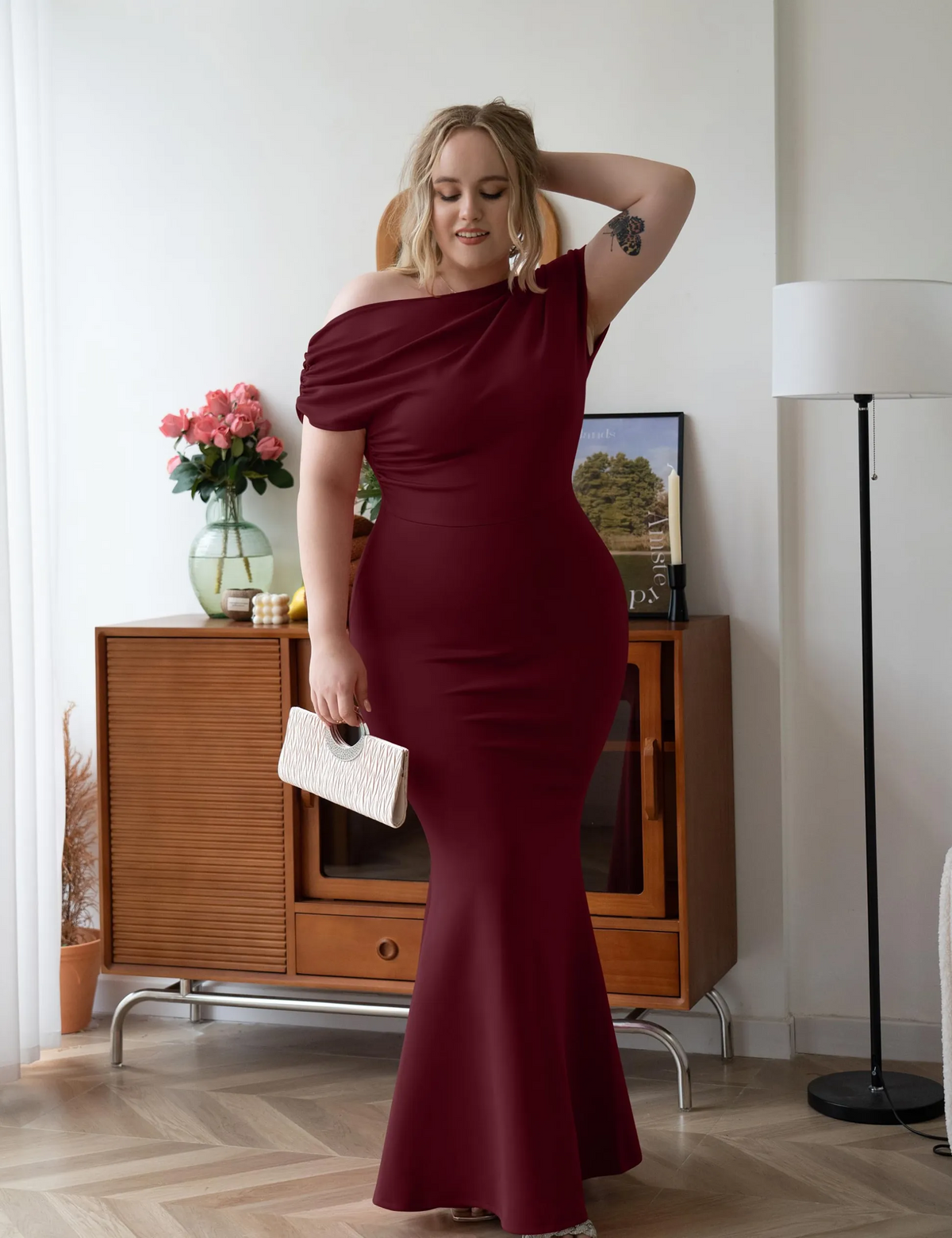 Women's Elegant Off Shoulder Bodycon Party Evening Dress
