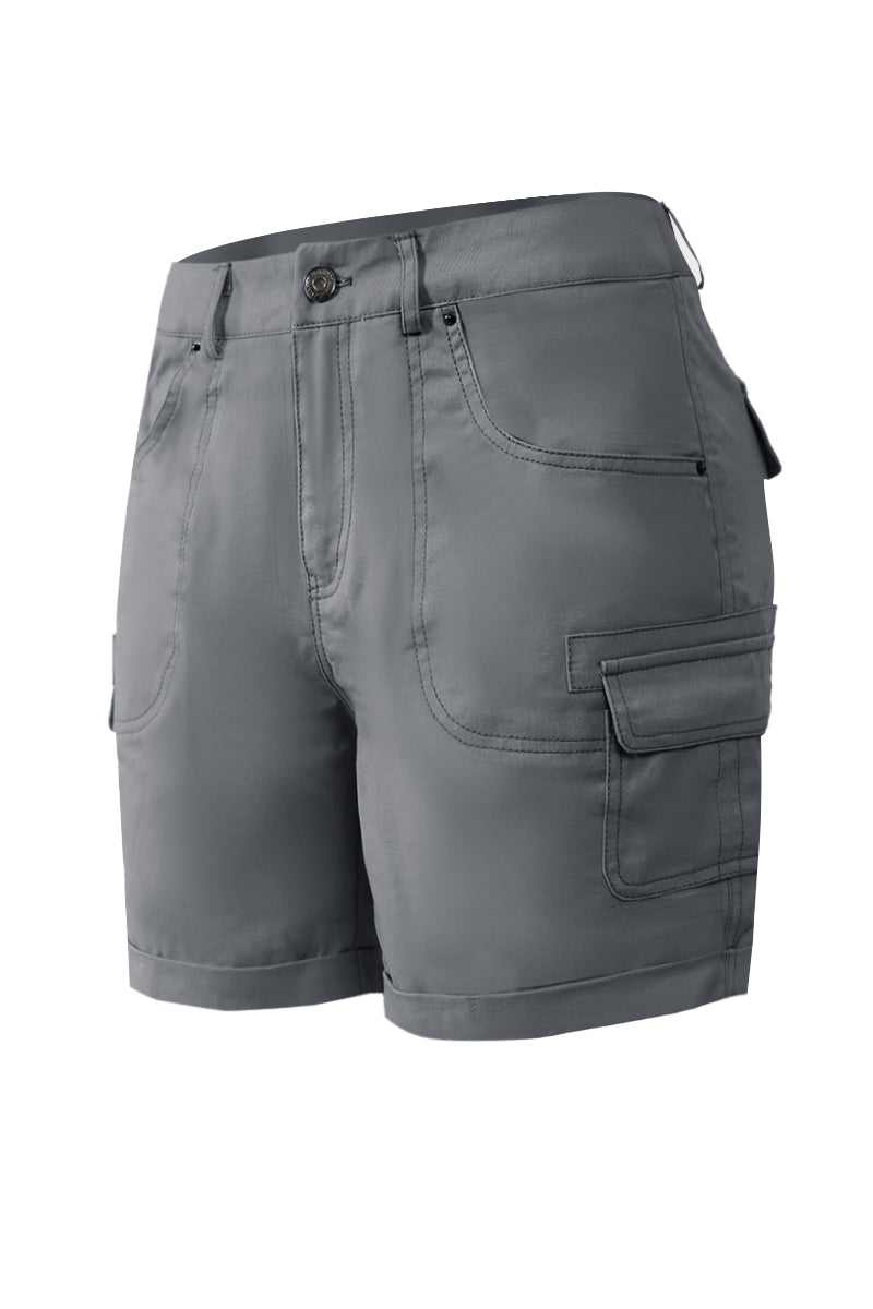 Solid Stitch Trim Roll Hem Shorts