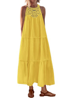 2026 Women's Boho Sleeveless Hollow Out Maxi Dress