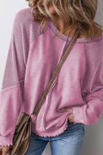 Women'sReverse Seam Waffle Knit Sweatshirt