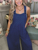 Women's Checker Detail Wide Leg Overalls