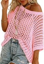 Women's Summer Casual Short Sleeve Hollow Out Crochet Tops