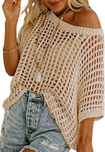 Women's Summer Casual Short Sleeve Hollow Out Crochet Tops