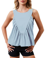Women's Casual Loose Sleeveless Pleated Tnak Top